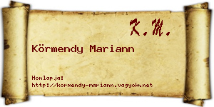 Körmendy Mariann névjegykártya