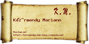 Körmendy Mariann névjegykártya