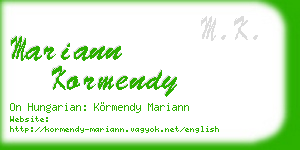 mariann kormendy business card